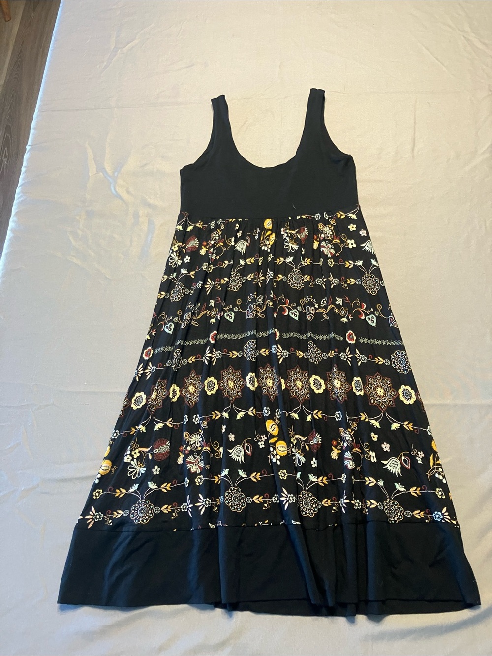 Only Hearts Black Dress with Multi-Color Floral Medallions